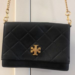 TORY BURCH black leather mini quilted crossbody bag with gold hardware ⚡️